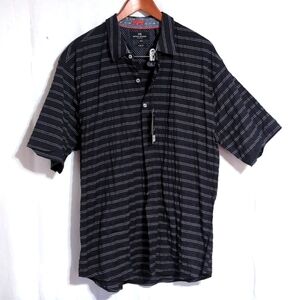 Michael Brandon Stretch Black Striped Short Sleeve Button Up Size XXL New